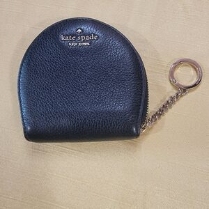 Kate Spade Black Leather Coin Pouch with Chain